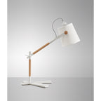 M4922 Nordica Table Lamp White Shade 1 Light E27 Matt White/Beech Ivory White Shade