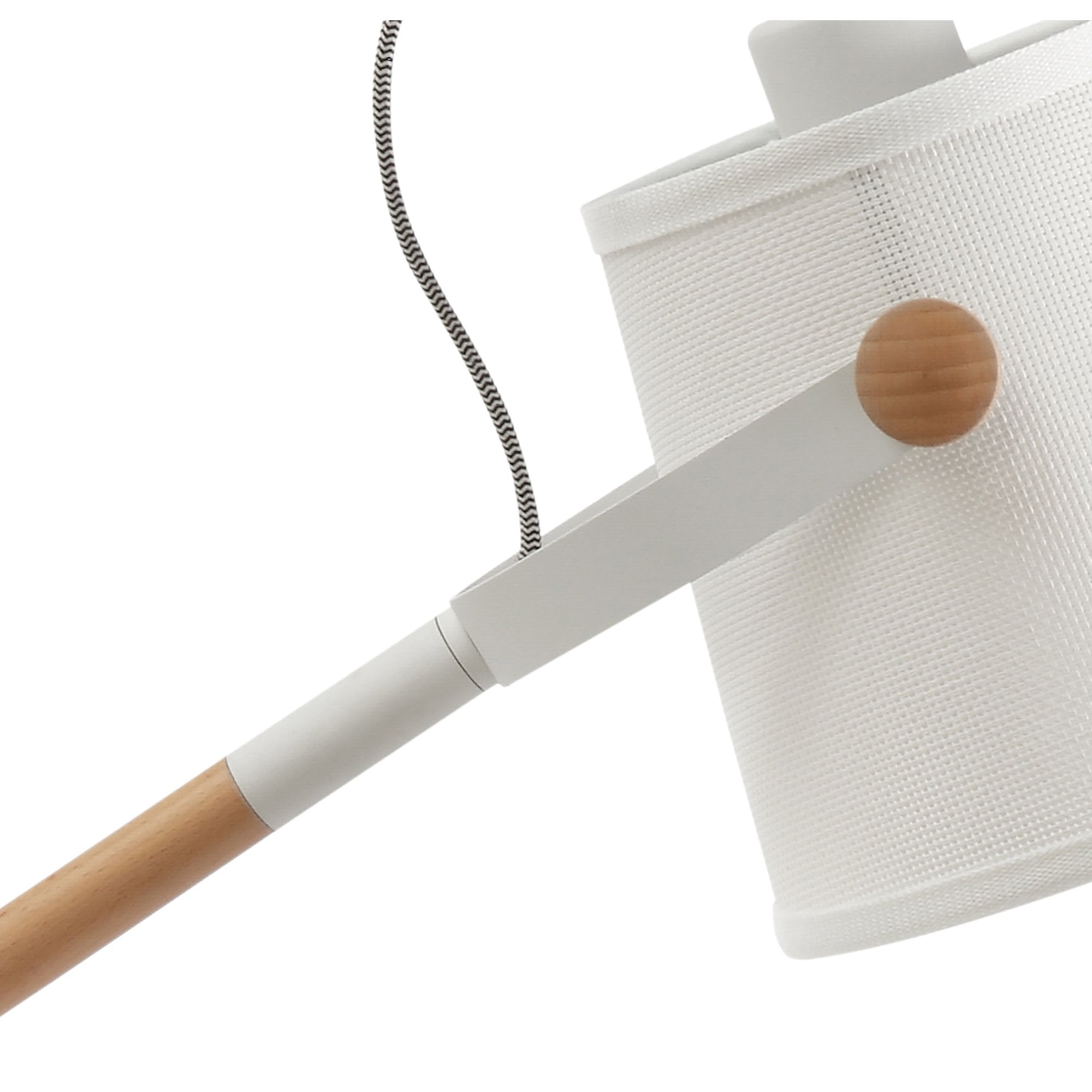 M4922 Nordica Table Lamp White Shade 1 Light E27 Matt White/Beech Ivory White Shade