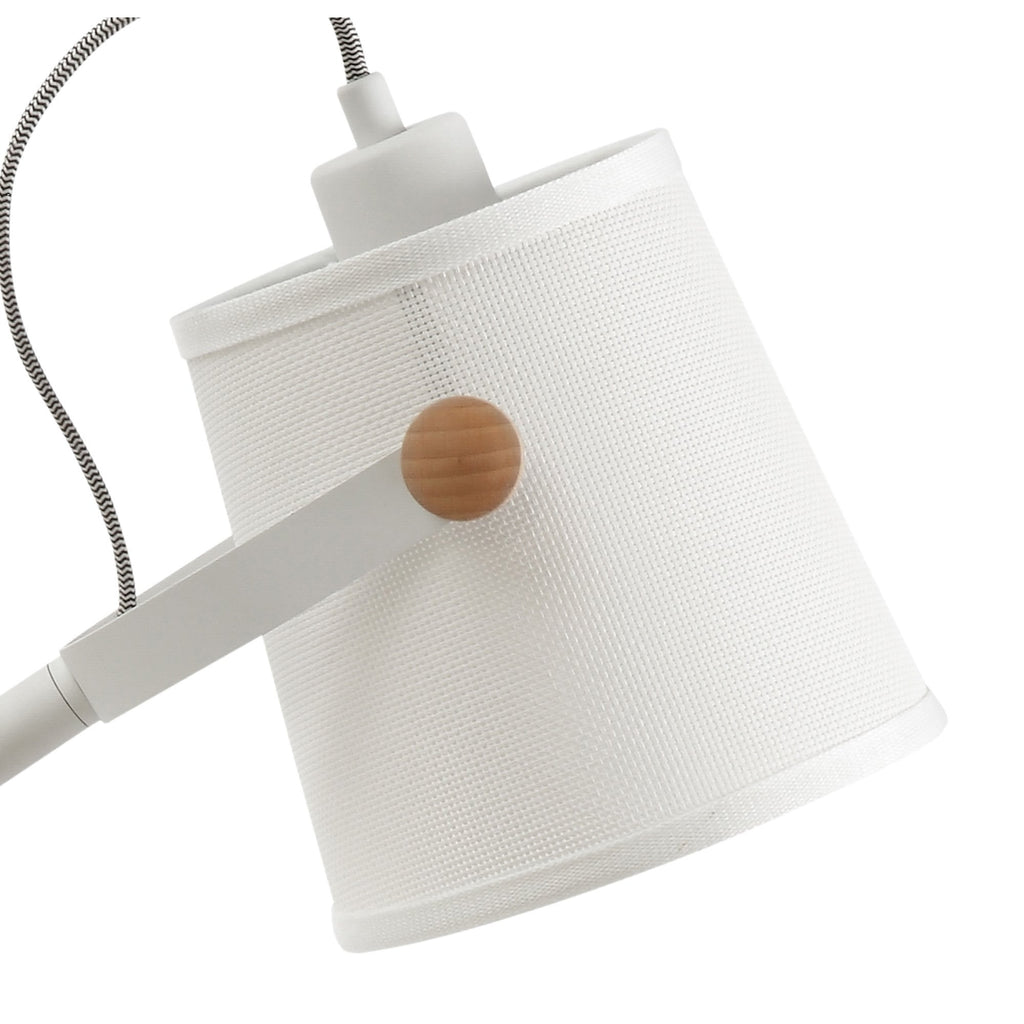 M4922 Nordica Table Lamp White Shade 1 Light E27 Matt White/Beech Ivory White Shade