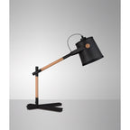 M4923 Nordica Table Lamp Black Shade 1 Light E27 Matt Black/Beech Black Shade