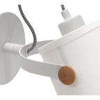 M4924 Nordica Wall Lamp White Shade 1 Light E27 Matt White/Beech Ivory White Shade