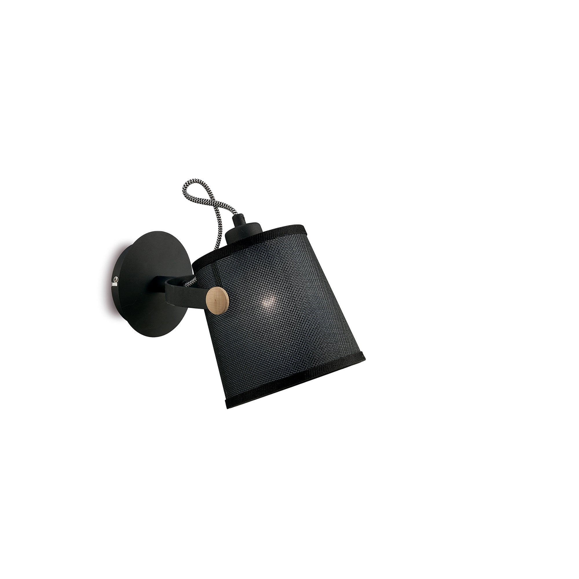M4925 Nordica Wall Lamp Black Shade 1 Light E27 Matt Black/Beech Black Shade (S)