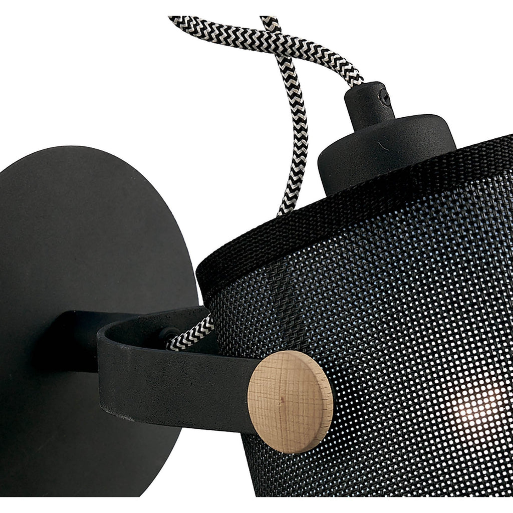M4925 Nordica Wall Lamp Black Shade 1 Light E27 Matt Black/Beech Black Shade (S)