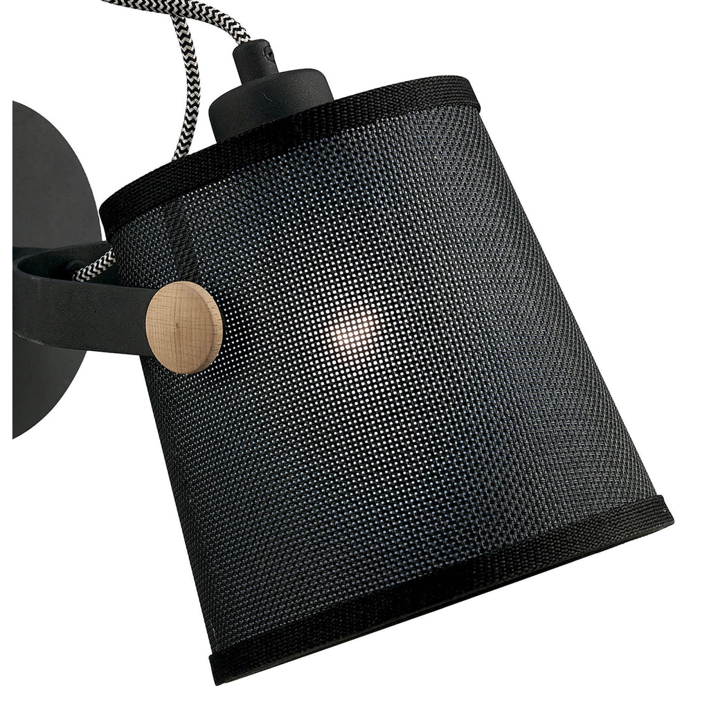 M4925 Nordica Wall Lamp Black Shade 1 Light E27 Matt Black/Beech Black Shade (S)
