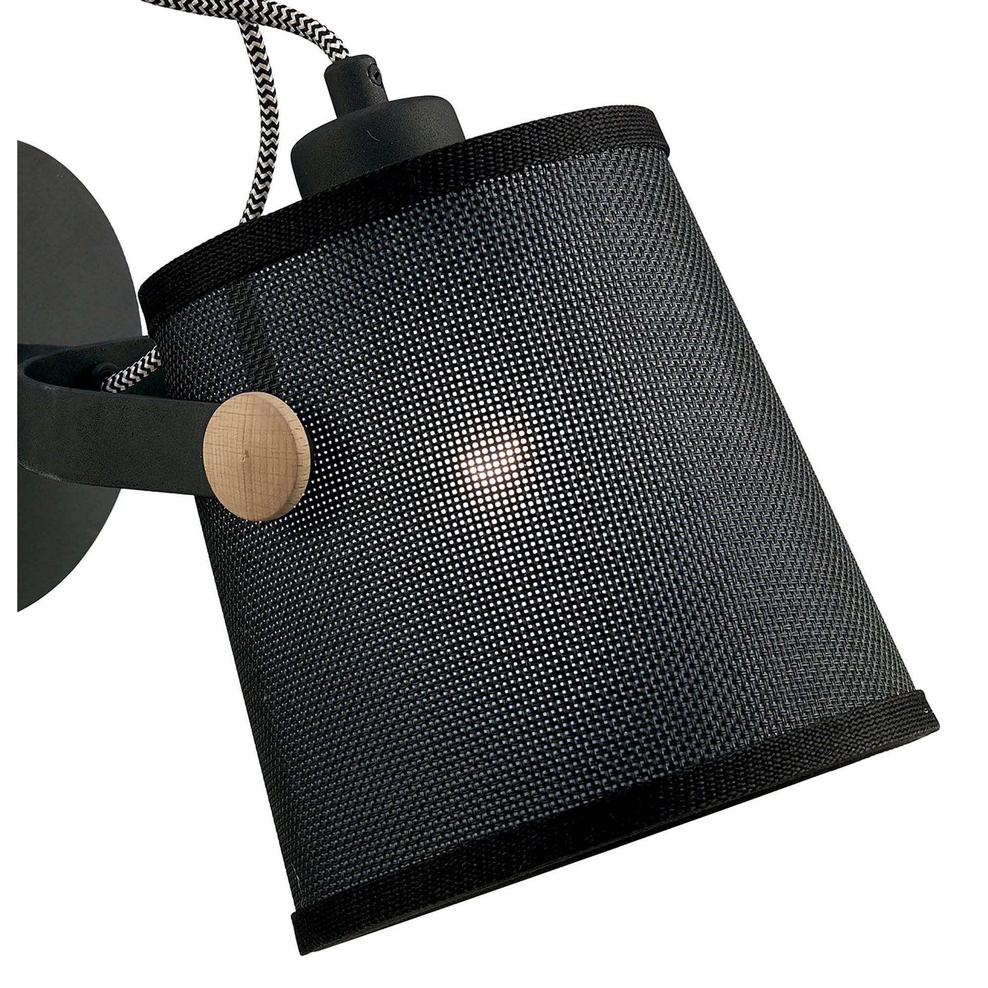 M4925 Nordica Wall Lamp Black Shade 1 Light E27 Matt Black/Beech Black Shade (S)