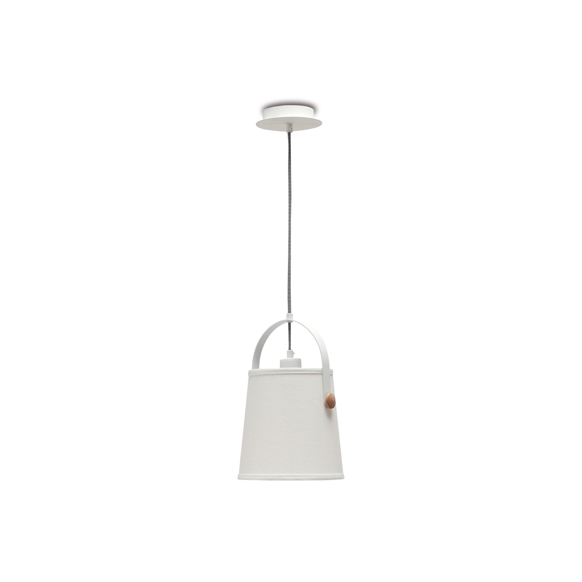 M4926 Nordica Pendant White Shade 1 Light E27 Matt White/Beech Ivory White Shade
