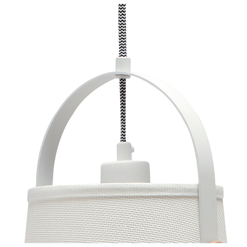 M4926 Nordica Pendant White Shade 1 Light E27 Matt White/Beech Ivory White Shade