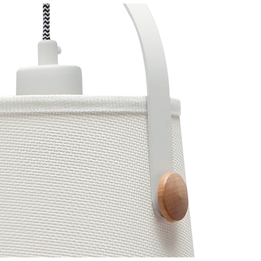 M4926 Nordica Pendant White Shade 1 Light E27 Matt White/Beech Ivory White Shade