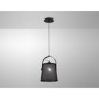 M4927 Nordica Pendant Black Shade 1 Light E27 Matt Black/Beech Black Shade