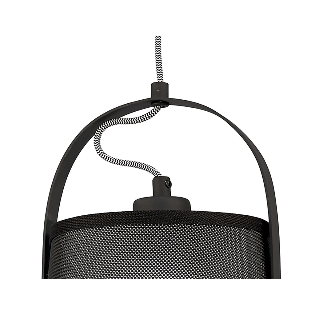 M4927 Nordica Pendant Black Shade 1 Light E27 Matt Black/Beech Black Shade