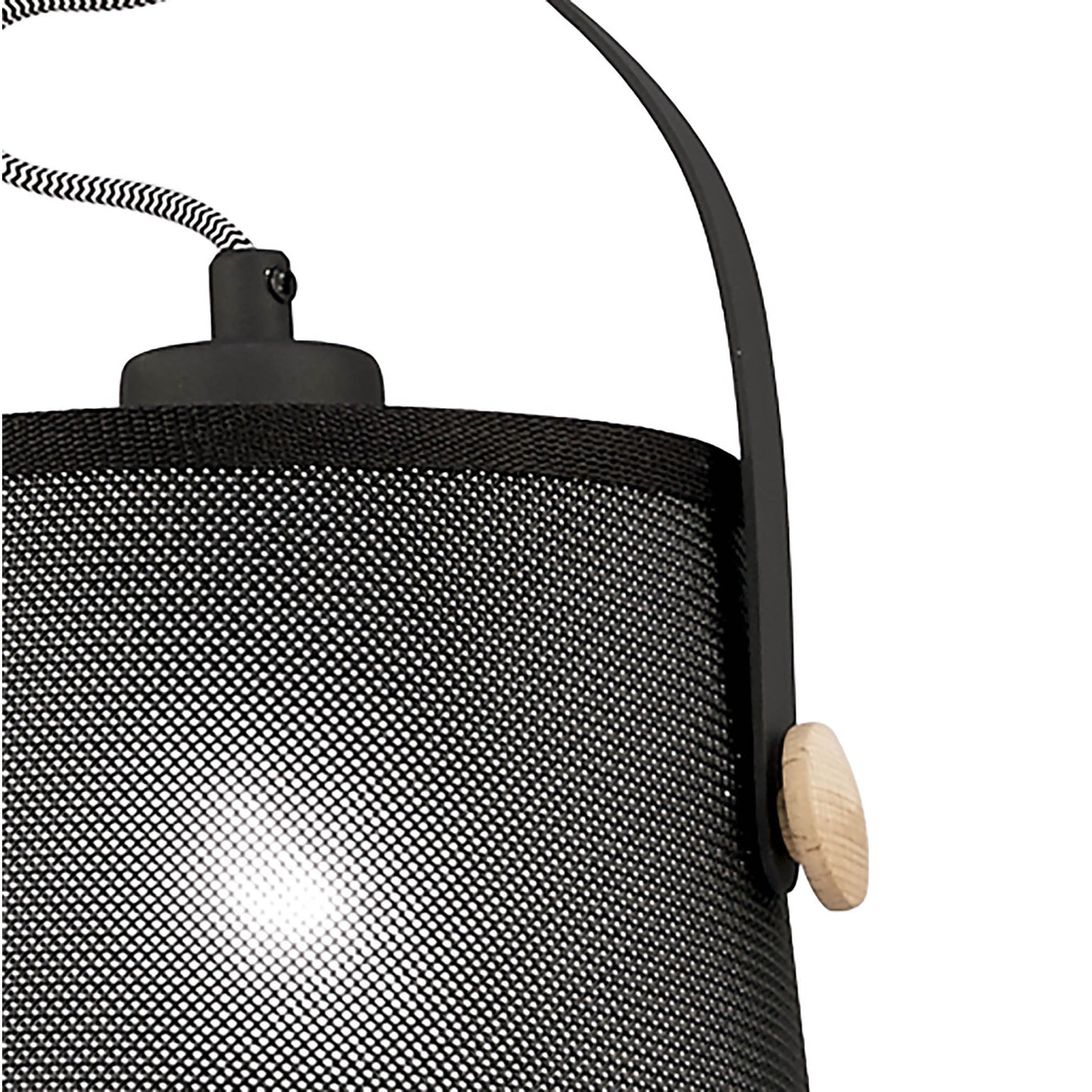 M4927 Nordica Pendant Black Shade 1 Light E27 Matt Black/Beech Black Shade