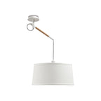 M4928 Nordica Multi Position Pendant White Shade 1 Light E27 Matt White/Beech Ivory White Shade