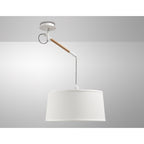 M4928 Nordica Multi Position Pendant White Shade 1 Light E27 Matt White/Beech Ivory White Shade