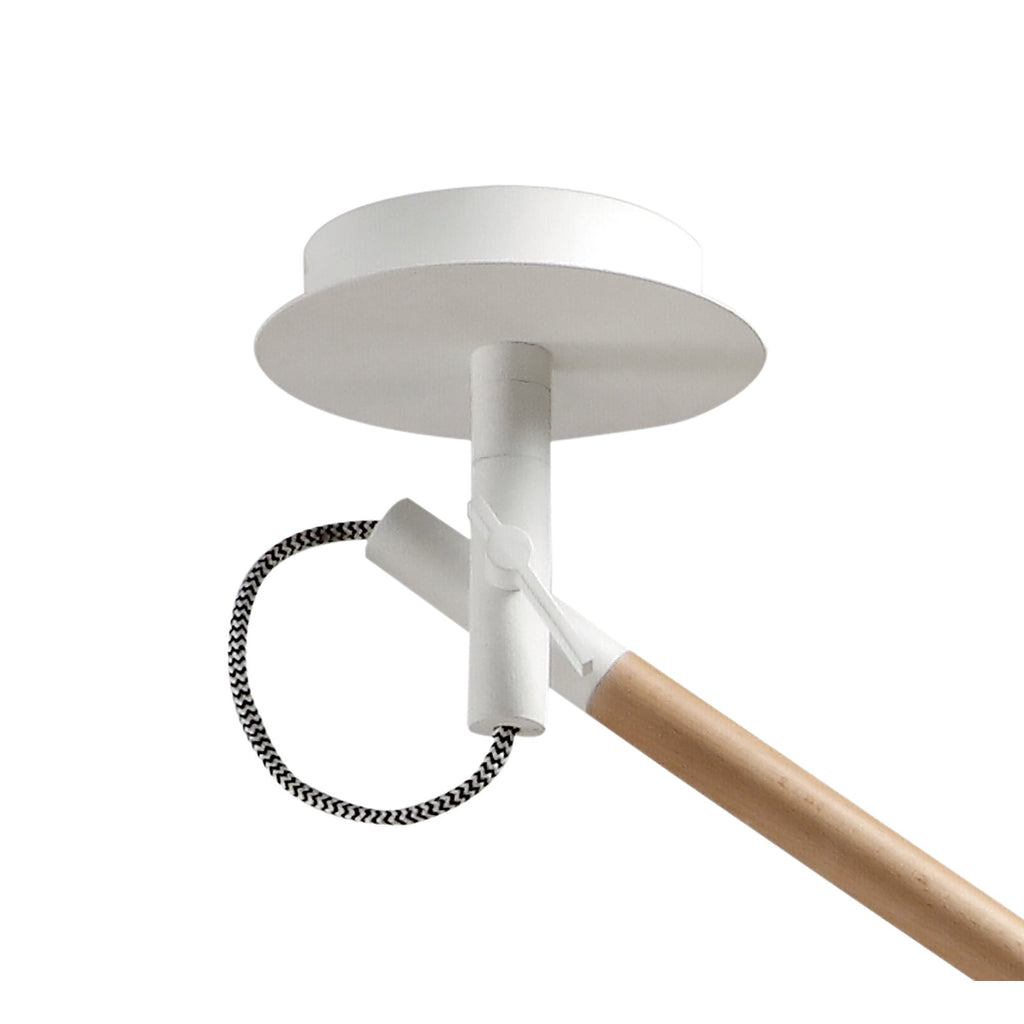 M4928 Nordica Multi Position Pendant White Shade 1 Light E27 Matt White/Beech Ivory White Shade