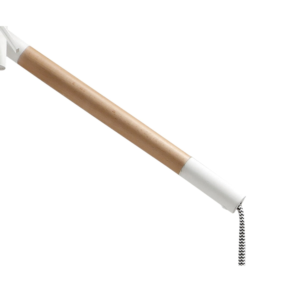 M4928 Nordica Multi Position Pendant White Shade 1 Light E27 Matt White/Beech Ivory White Shade