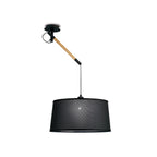 M4929 Nordica Multi Position Pendant Black Shade 1 Light E27 Matt Black/Beech Black Shade