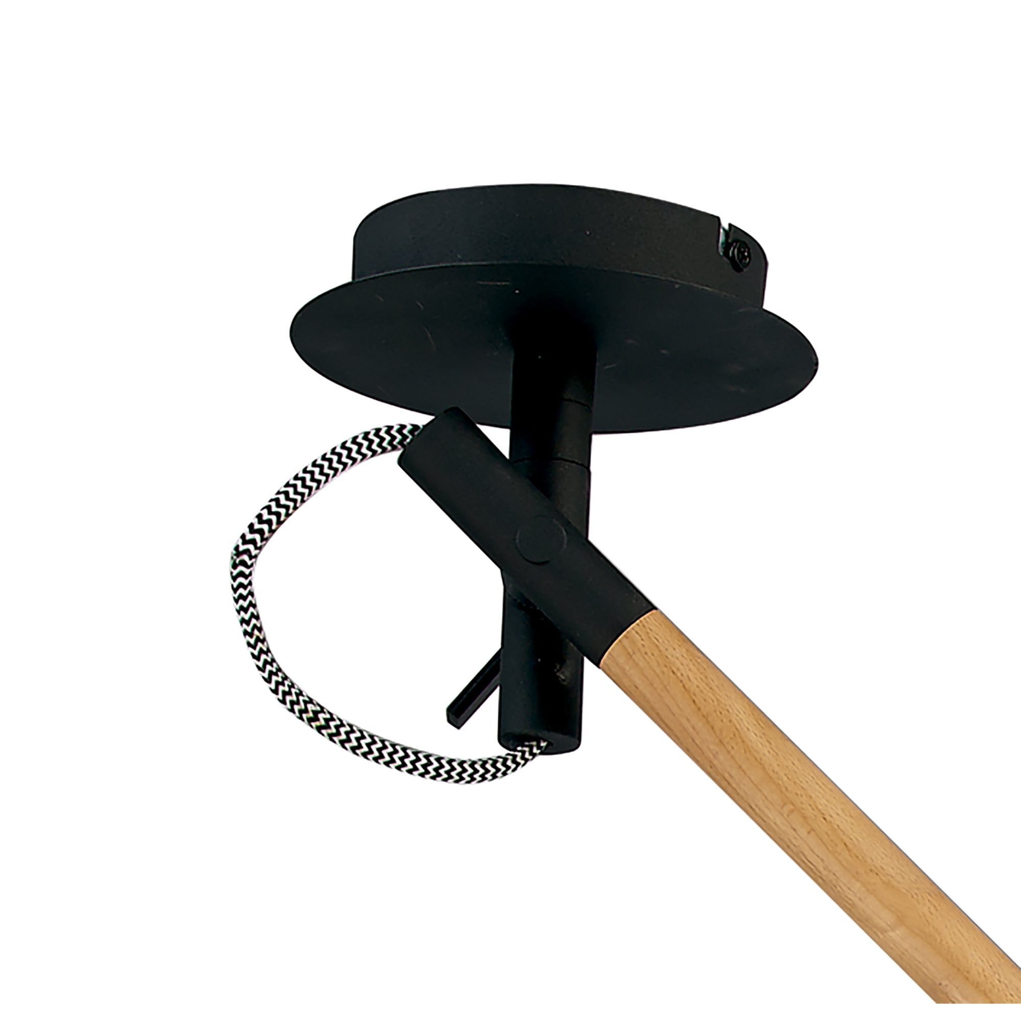 M4929 Nordica Multi Position Pendant Black Shade 1 Light E27 Matt Black/Beech Black Shade