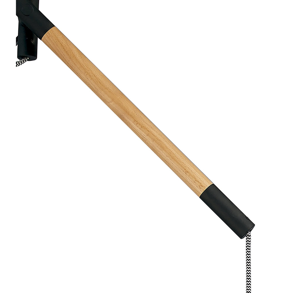 M4929 Nordica Multi Position Pendant Black Shade 1 Light E27 Matt Black/Beech Black Shade
