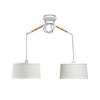 M4930 Nordica Linear Pendant White Shade 2 Light E27 Matt White/Beech Ivory White Shades