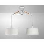 M4930 Nordica Linear Pendant White Shade 2 Light E27 Matt White/Beech Ivory White Shades