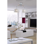 M4930 Nordica Linear Pendant White Shade 2 Light E27 Matt White/Beech Ivory White Shades