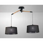 M4931 Nordica Linear Pendant Black Shade 2 Light E27 Matt Black/Beech Black Shades