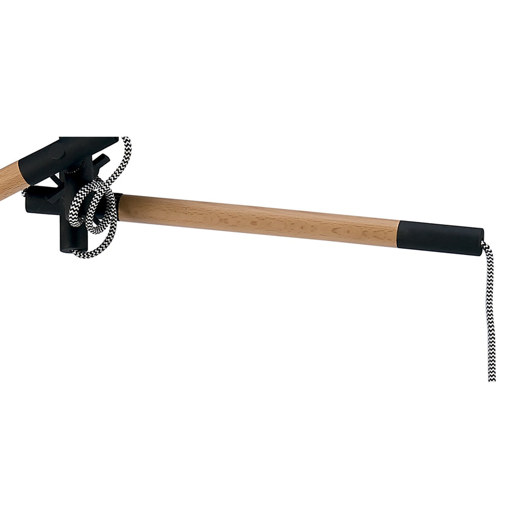 M4931 Nordica Linear Pendant Black Shade 2 Light E27 Matt Black/Beech Black Shades