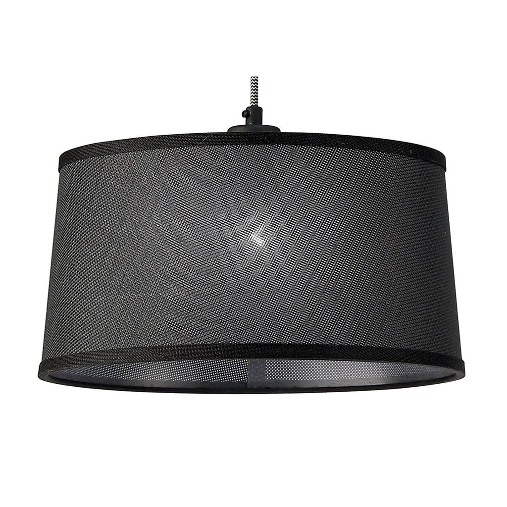 M4931 Nordica Linear Pendant Black Shade 2 Light E27 Matt Black/Beech Black Shades