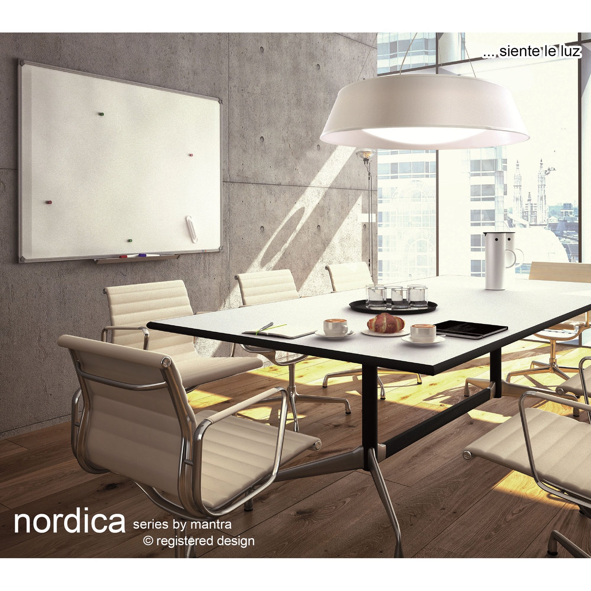 M4963 Nordica Flush Ceiling 60W LED 90cm Off White White Acrylic Ivory White Shade