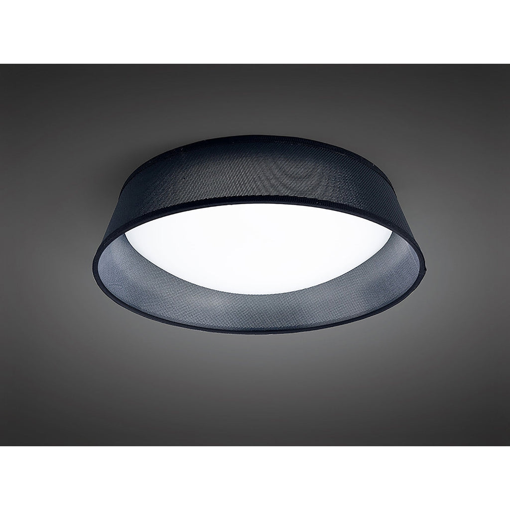 M4965E Nordica Flush Ceiling 3 Light 45cm White Acrylic Black Shade
