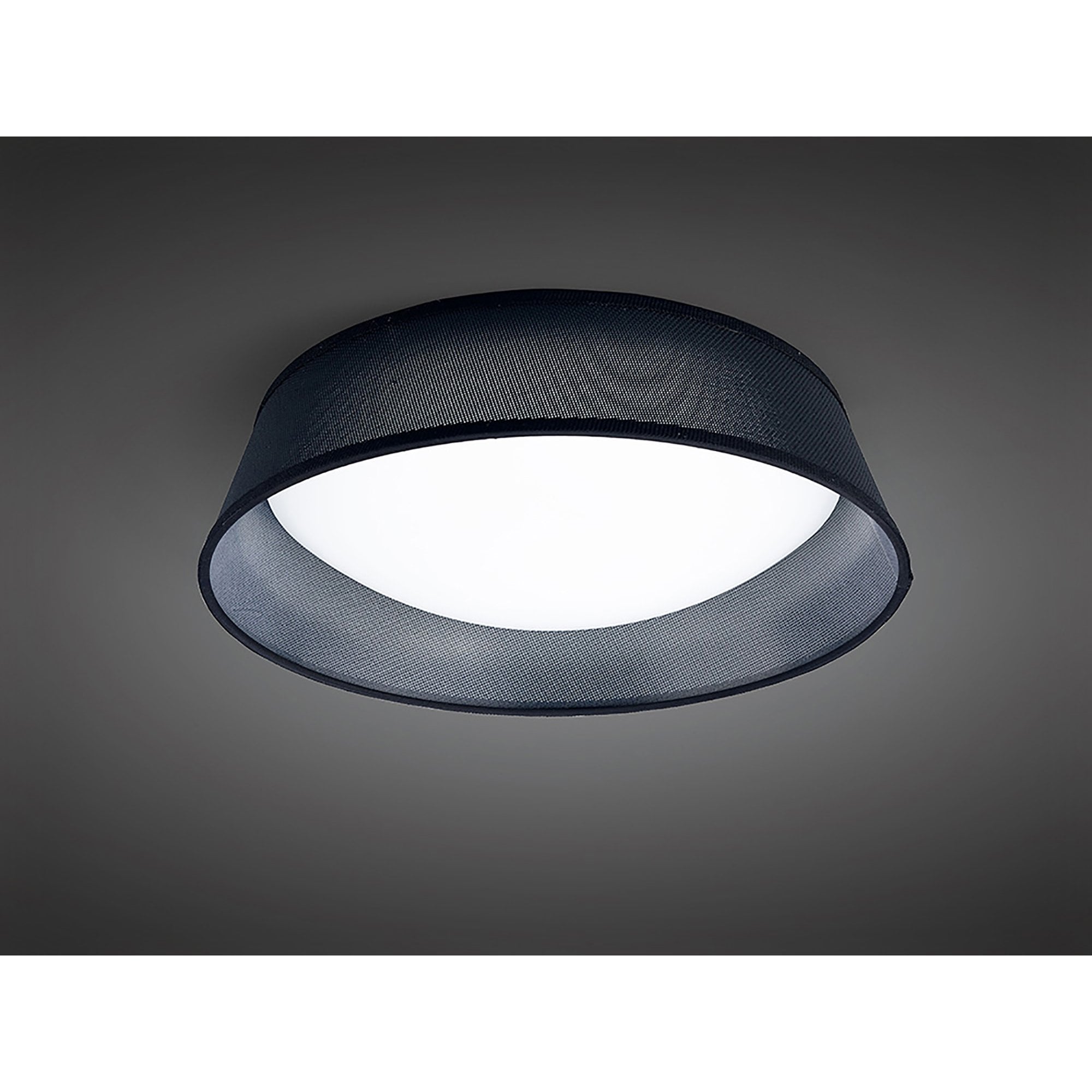 M4965E Nordica Flush Ceiling 3 Light 45cm White Acrylic Black Shade