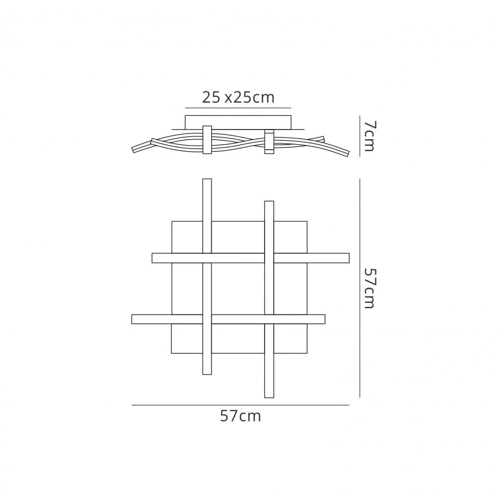 M5828 Nur Brown Oxide Square Ceiling 34W LED Dimmable Frosted Acrylic/Brown Oxide
