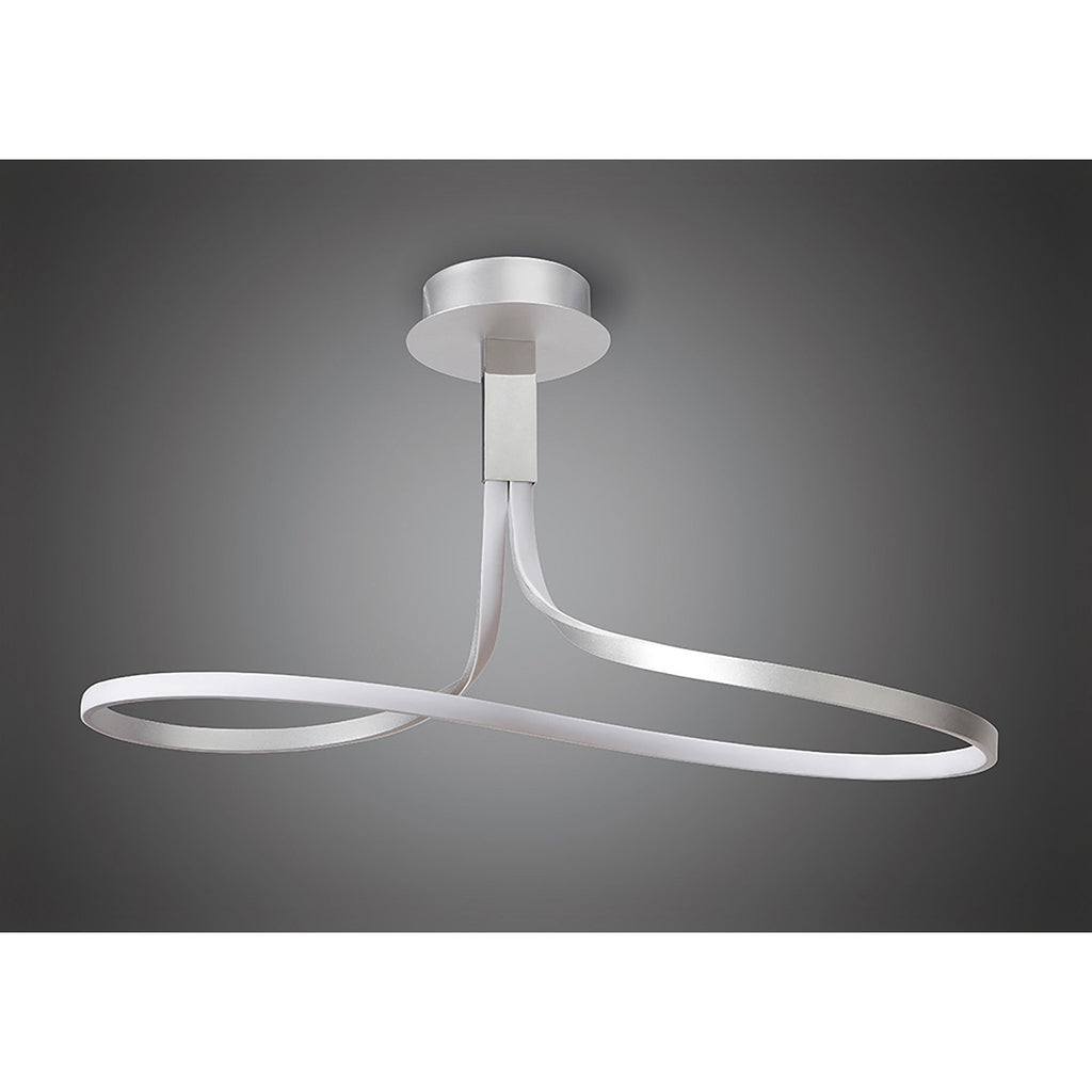 M4980 Nur Rectangular Semi Flush 40W LED Silver/Frosted Acrylic/Polished Chrome