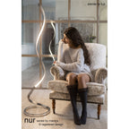 M4983 Nur Floor Lamp 20W LED Dimmable Silver/Frosted Acrylic/Polished Chrome