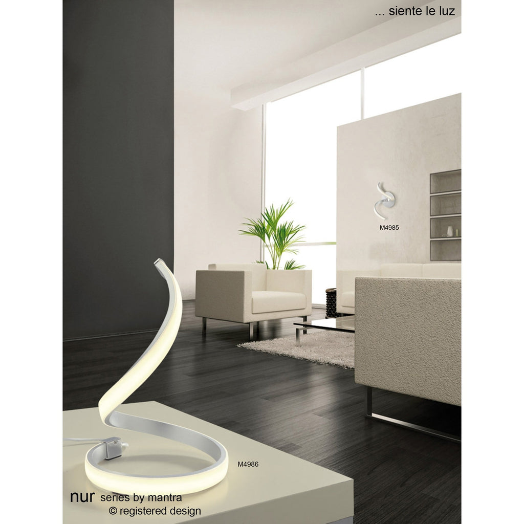 M4986 Nur Table Lamp 15W LED Silver/Frosted Acrylic/Polished Chrome