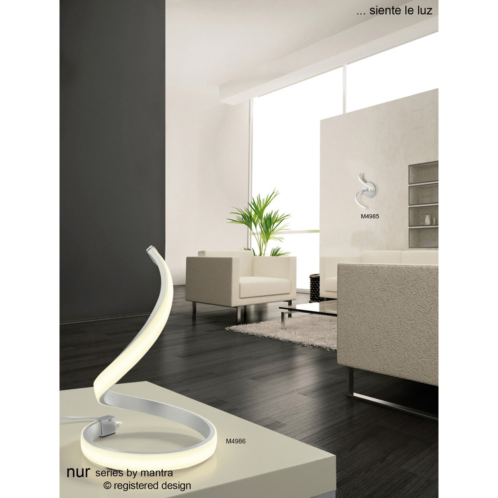 M4986 Nur Table Lamp 15W LED Silver/Frosted Acrylic/Polished Chrome