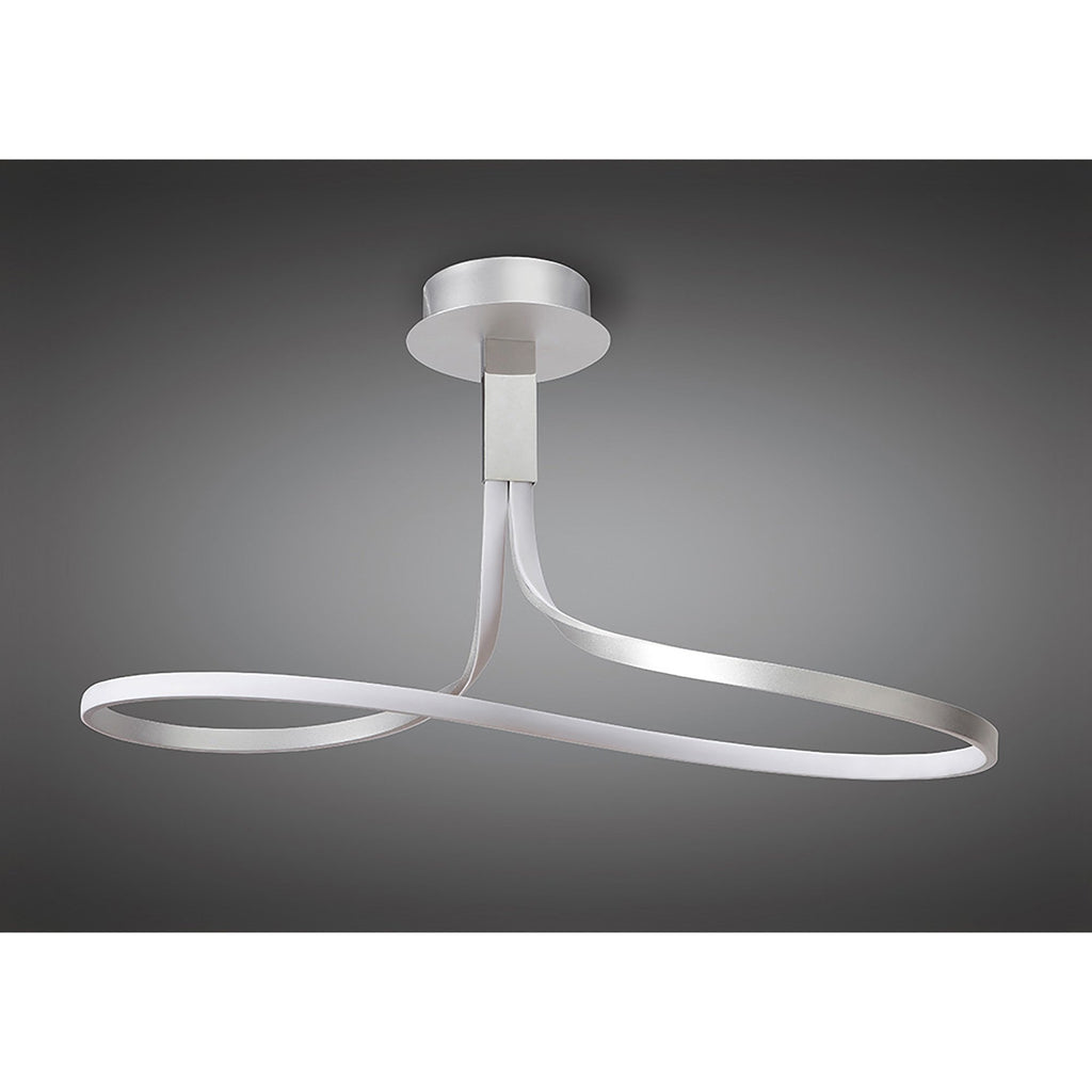 M4987 Nur Rectangular Semi Flush Tall 40W LED Silver/Frosted Acrylic/Polished Chrome