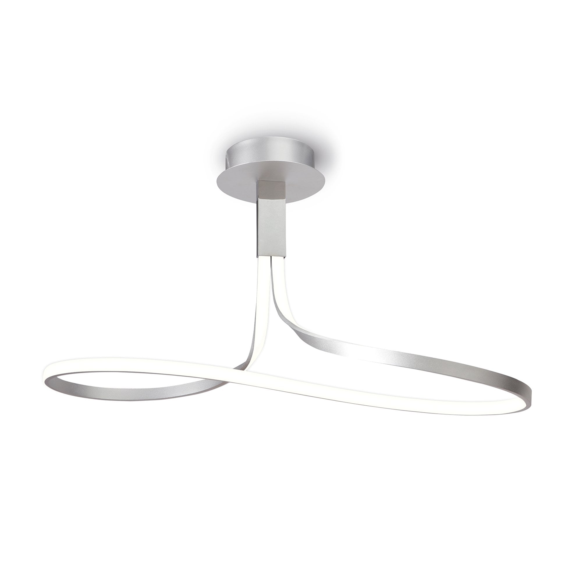 M4995 Nur Rectangular Semi Flush 40W LED Dimmable Silver/Frosted Acrylic/Polished Chrome