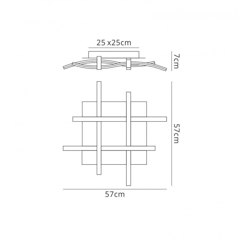 M4999 Nur Square Flush Ceiling 34W LED Dimmable Silver/Frosted Acrylic/Polished Chrome (S)