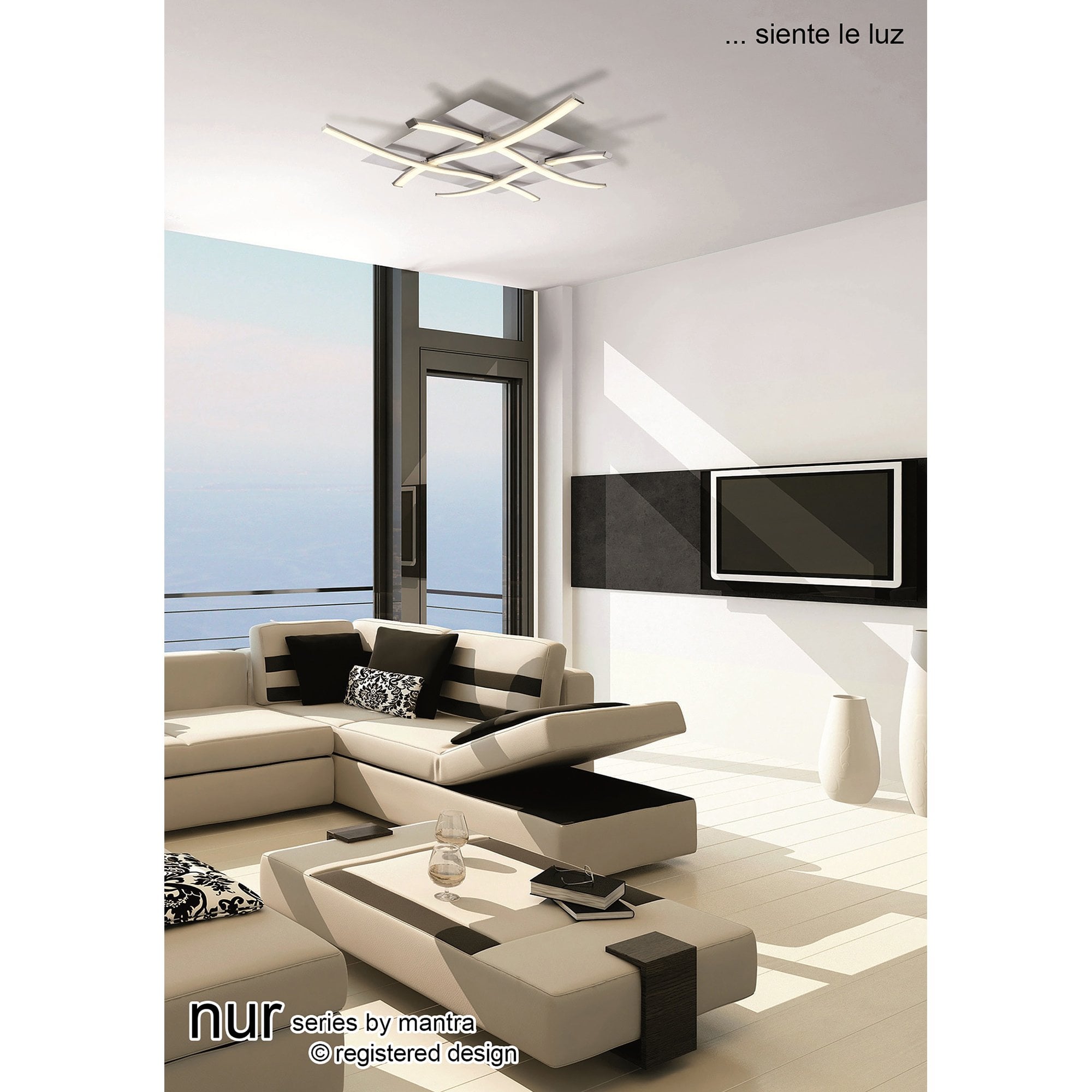 M4999 Nur Square Flush Ceiling 34W LED Dimmable Silver/Frosted Acrylic/Polished Chrome (S)