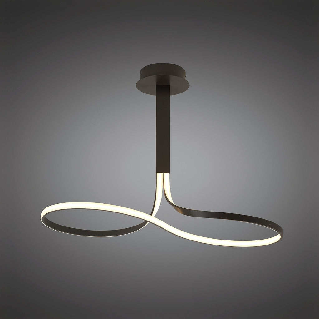 M5707 Nur Brown Oxide Rectangular Semi Flush Tall 40W LED Dimmable Brown Oxide/Frosted Acrylic