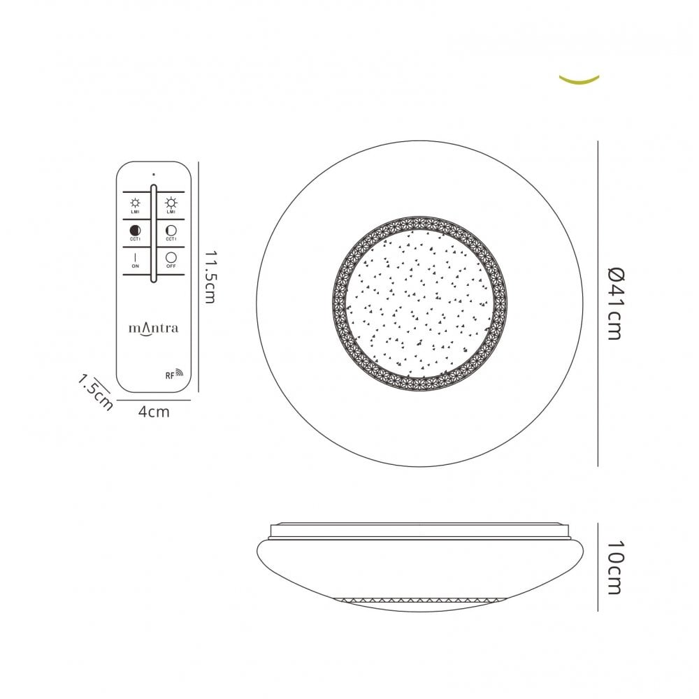 M6235 Opera Flush Fitting 41cm Round 24W LED White Remote Control