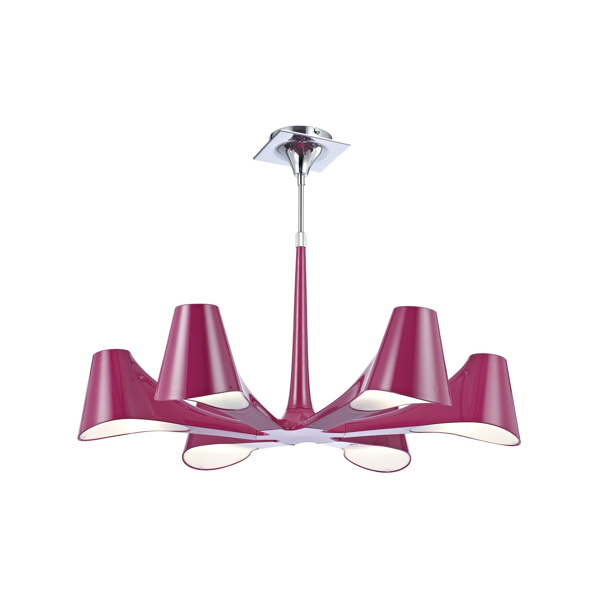 M1580/PU Ora Telescopic Convertible To Semi Flush 6 Light E27 Gloss Purple/White Acrylic/Polished Chrome