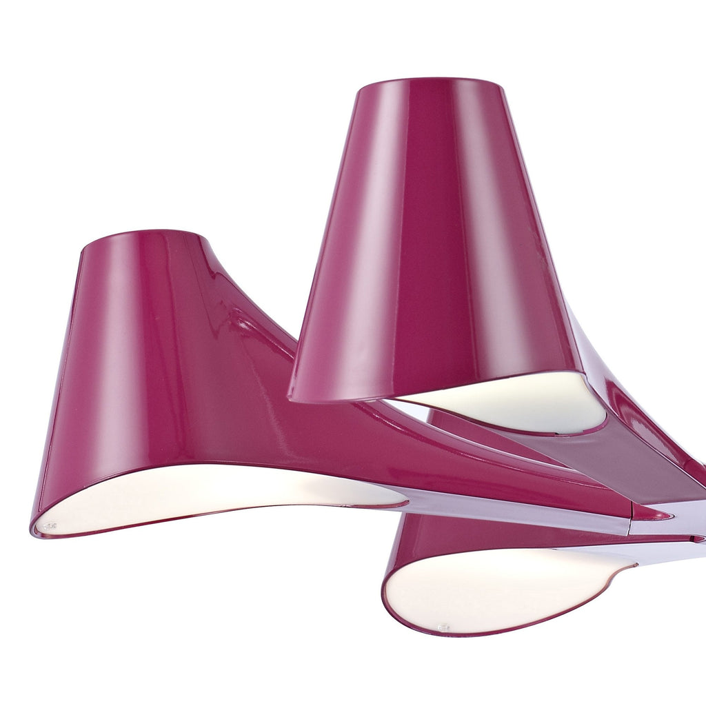 M1580/PU Ora Telescopic Convertible To Semi Flush 6 Light E27 Gloss Purple/White Acrylic/Polished Chrome