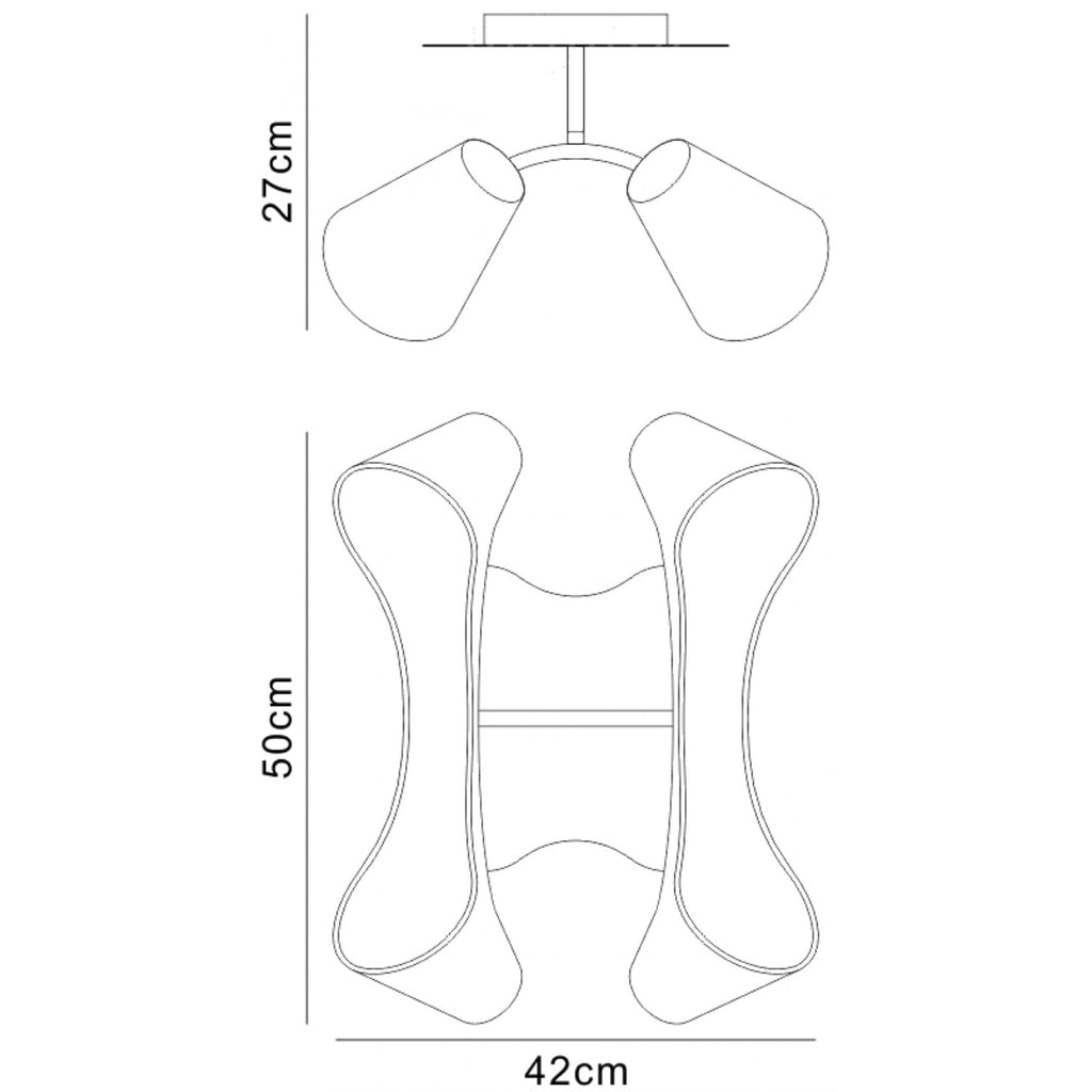 M1545/PU Ora Rectangular Ceiling 2 Arm 4 Light E27 Gloss Purple/White Acrylic/Polished Chrome