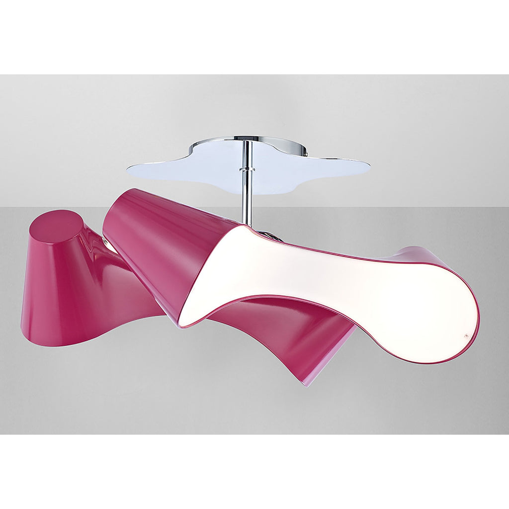 M1545/PU Ora Rectangular Ceiling 2 Arm 4 Light E27 Gloss Purple/White Acrylic/Polished Chrome