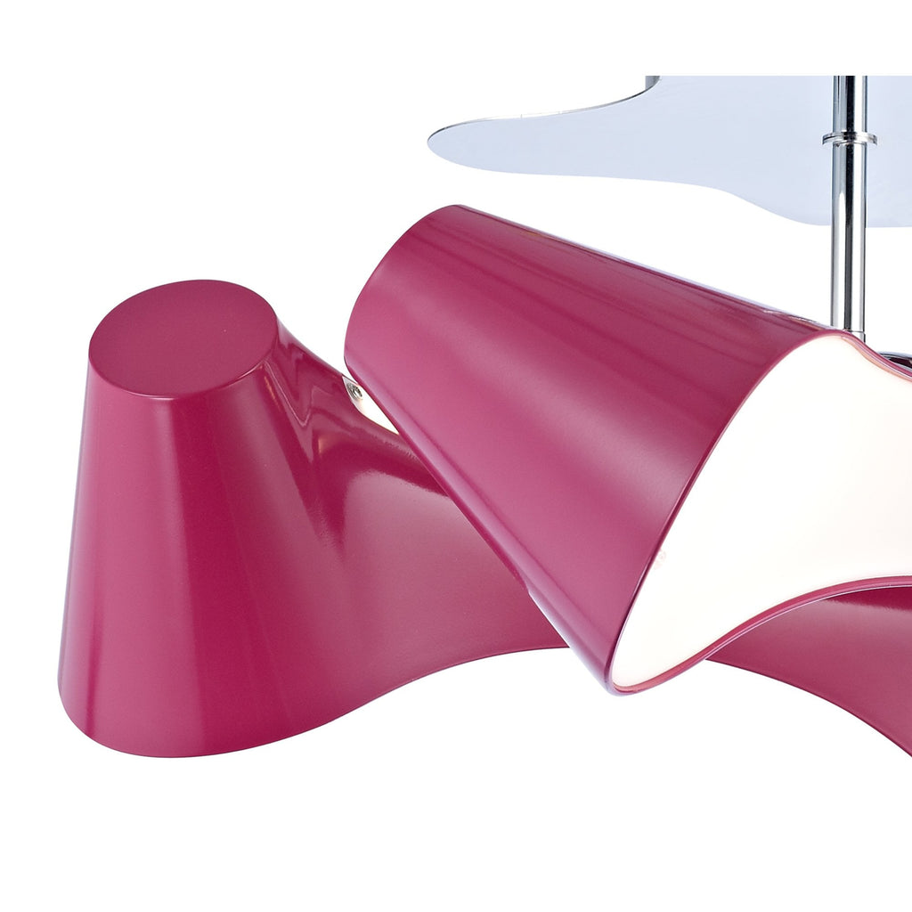 M1545/PU Ora Rectangular Ceiling 2 Arm 4 Light E27 Gloss Purple/White Acrylic/Polished Chrome
