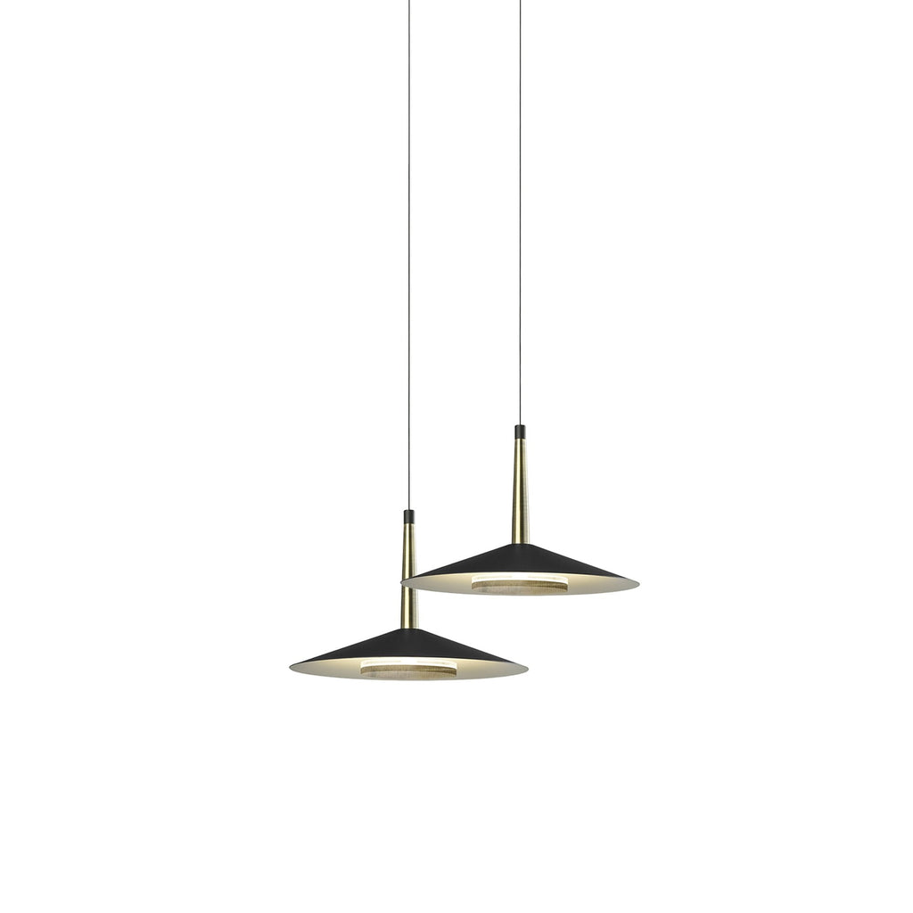 M7306 Orion 2 Light Linear Pendant 16W LED Black /Antique Brass