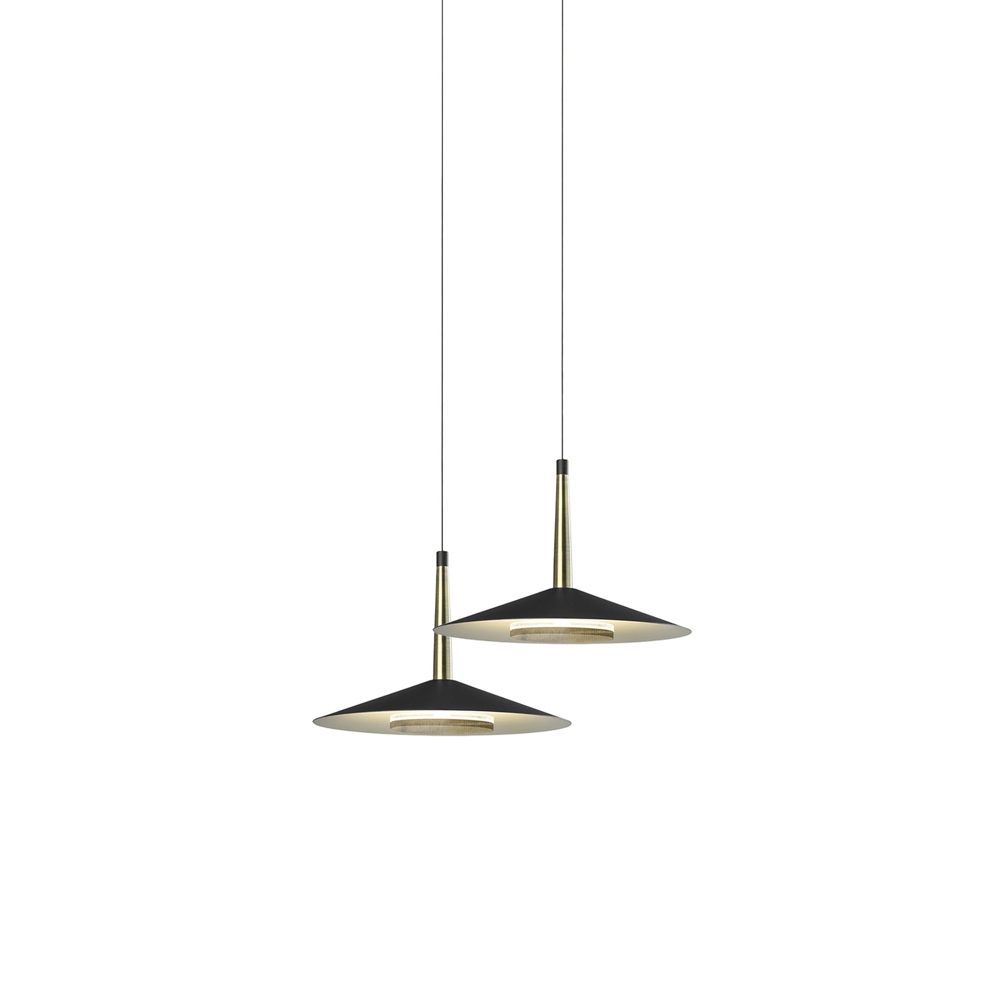 M7306 Orion 2 Light Linear Pendant 16W LED Black /Antique Brass