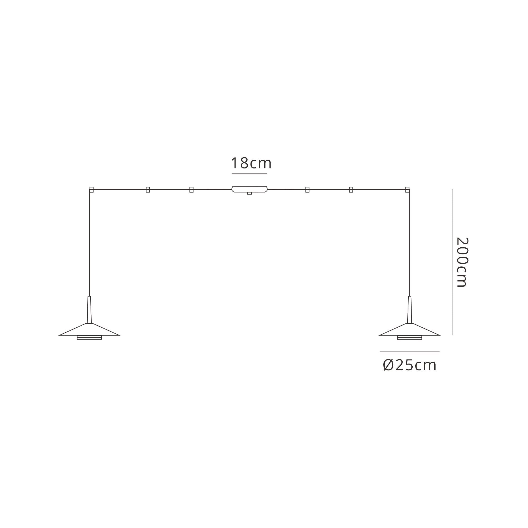 M7306 Orion 2 Light Linear Pendant 16W LED Black /Antique Brass